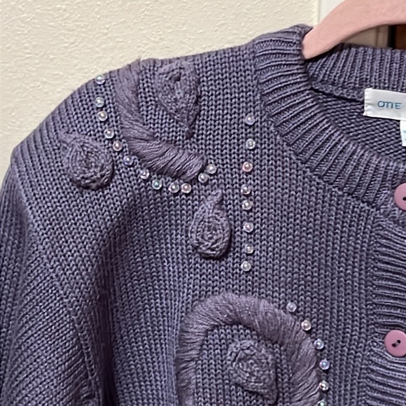 One Two One knit and beaded cardigan-NWOT - Picture 4 of 10